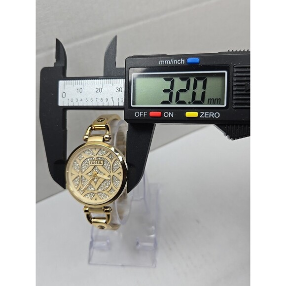 Fossil Georgia ES3293 Womens Gold Tone Crystal Dial Bracelet Watch New Battery - Picture 5 of 11